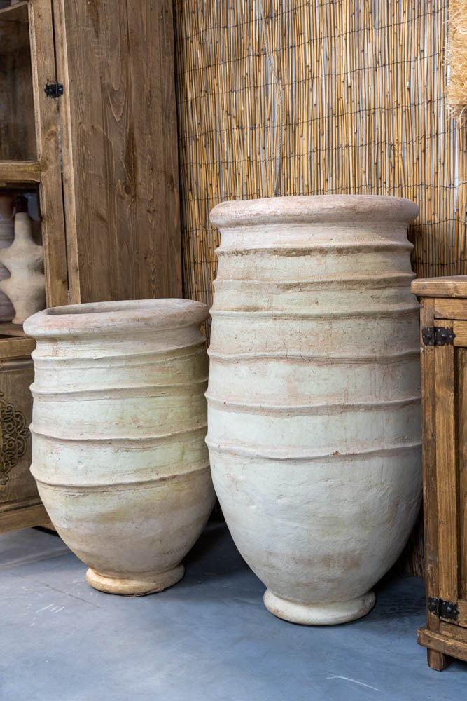 Keramieke Pot - Ongeglazuurd Naturel, Bohemian Ibiza Stijl