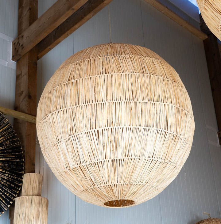 Hanglamp Raffia Bol in Ibiza-Bohemian Stijl