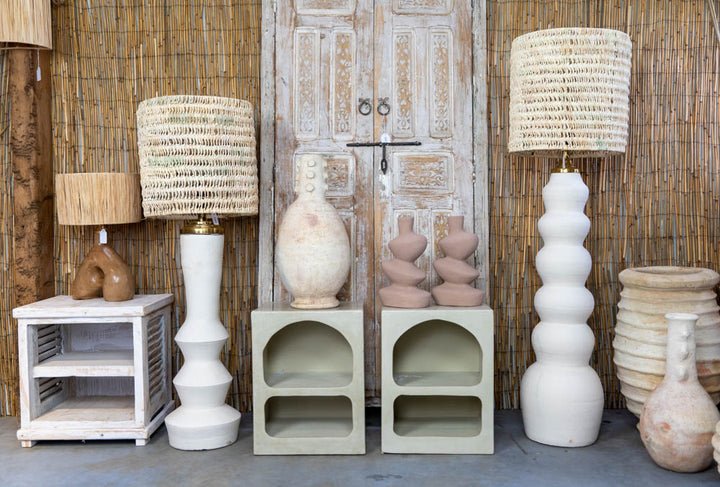Bohemian & Ibiza Stijl Keramiek Hogestaande Lamp met Kap – 80 cm